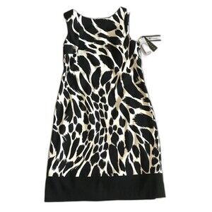 AB Studio Dress Sheath Sleeveless Knee Length Black White Size 6 NWT